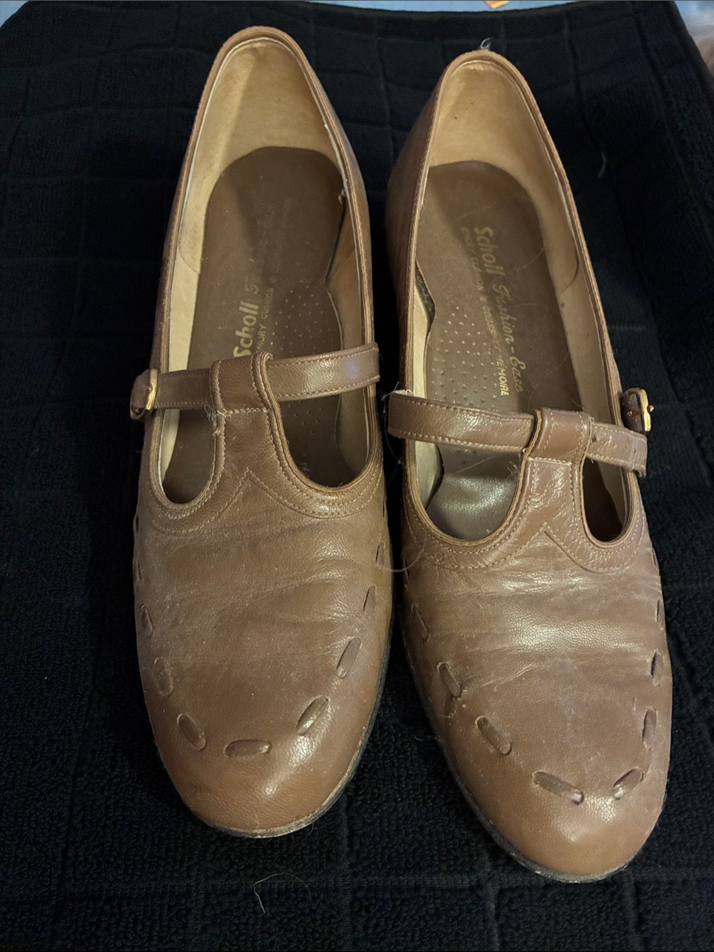 Tan Leather Mary Jane Flats - Women's Comfort Shoe